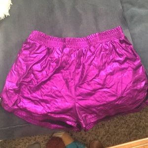 Metallic purple running shorts